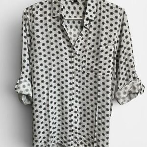 Velvet Heart White Blouse with Black Floral Print